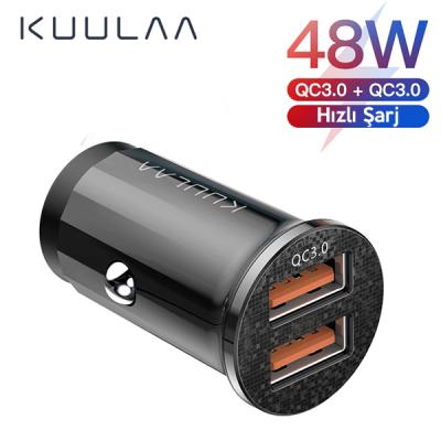 KUULAA 48W Hızlı Şarj QC 3.0 Car Charger Mini Dual USB Araç Şarj
