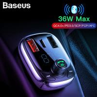 Baseus T Typed Bluetooth FM Transmitter Dual USB Type-C Araç Şarjı 36W QC4.0