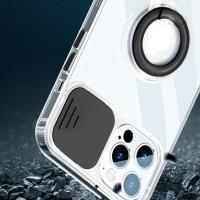 iPhone 12 Pro Sürgülü Kamera Lens Korumalı Yüzüklü Silikon Kılıf