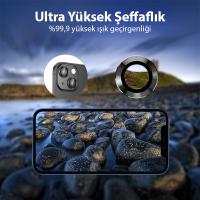 iPhone 13 Mini 3D Metal Çerçeveli Kamera Lens Koruyucu