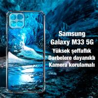 Samsung Galaxy M33 5G M336B Kamera Koruma Çok İnce Şeffaf Kılıf