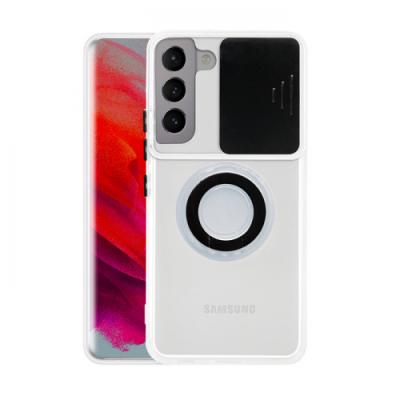 Samsung Galaxy S22 Sürgülü Kamera Korumalı Yüzüklü Silikon Kılıf