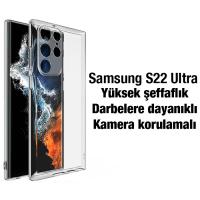 Samsung Galaxy S22 Ultra Kamera Koruma İnce Şeffaf Silikon Kılıf