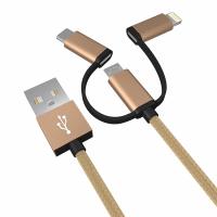 ✅ 3in1 2.4A Type-C Mikro USB iPhone 6-7-8 Halat USB Şarj Kablosu