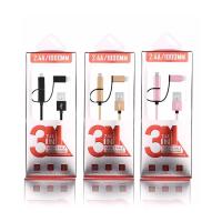 ✅ 3in1 2.4A Type-C Mikro USB iPhone 6-7-8 Halat USB Şarj Kablosu