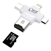 ✅ 4in1 Type-C+iPhone+Mikro USB Hafıza Kart Okuyucu Card Reader