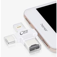 ✅ 4in1 Type-C+iPhone+Mikro USB Hafıza Kart Okuyucu Card Reader
