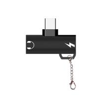 ✅ Anahtarlıklı Dual USB Kulaklık Type-C Şarj Dönüştürücü Adaptör