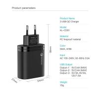 ✅ KUULAA 3 USB QC3.0+PD 30W Hızlı Şarj Dijital Ekran Şarj Başlık