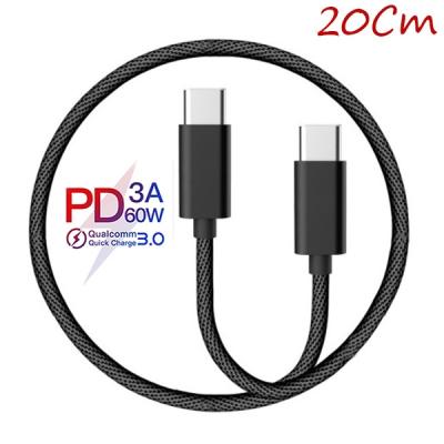 ✅ Type-C to Type-C 60w QC 3.0A Kısa Hızlı Şarj Kablosu (20cm)