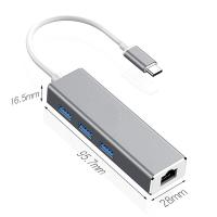 ✅ Type-C USB3.0 3Port Çoklayıcı RJ45 Ethernet Dönüştürücü Adaptör