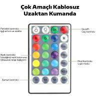 10 Metre RGB LED Işık Kumandalı Usb 16 Farklı Renk Perde Işık