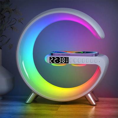 15W Kablosuz Şarj Standlı Bluetooth Hoparlör RGB Gece Lambası
