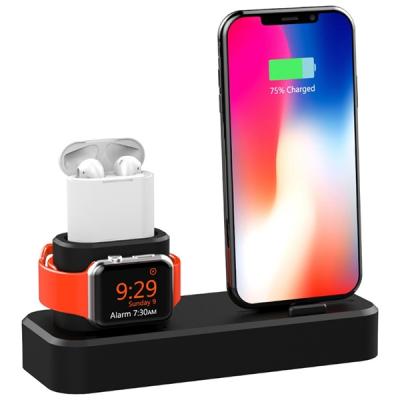 3in1 iPhone+iWatch+iPods Silikon Şarj Standı Telefon Tutucu