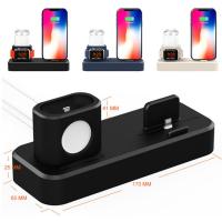3in1 iPhone+iWatch+iPods Silikon Şarj Standı Telefon Tutucu