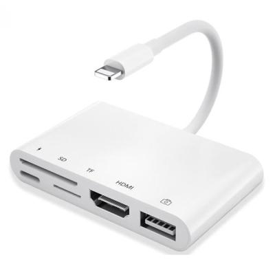 5in1 iPhone HDMI Dijital Av Adaptör+OTG HUB Kamera TF SD Okuyucu