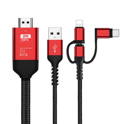 2k 1080p İPhone,Usb Type C Ve Micro Usb Çoklu Başlık Hdm Tv Aktarma Kablosu