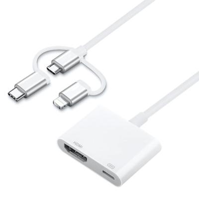ALLY 3 in1 HDMI dijital AV Adaptörü iPhone-Android-Usb type C+Micro Usb