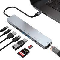 Ally 8 Port Usb 3.0 Type-C Hdmi 3XUSB+2 PD) RJ45 Hub Adaptör Çoklayıcı TF SD Kart