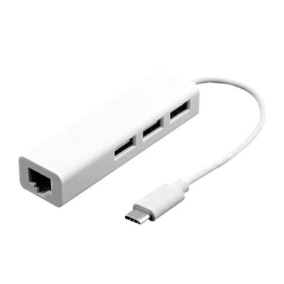 ALLY USB Type-C 100 Mbps Rj45 Ethernet Adaptöru 3-port USB 2.0 Hub Çoklayıcı