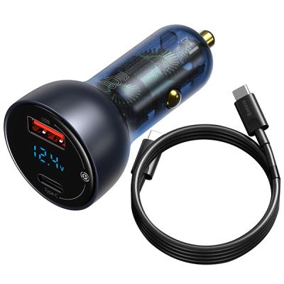 BASEUS QC+PPS 65W Dual Usb Hızlı Araç Şarj 1m Type-C Kablo100W(20V-5A)]Dijital Göstergeli