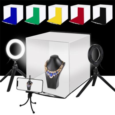Puluz 30x30 Katlanır Çift Ring LED Işık Ürün Fotoğraf Çekim Çadırı