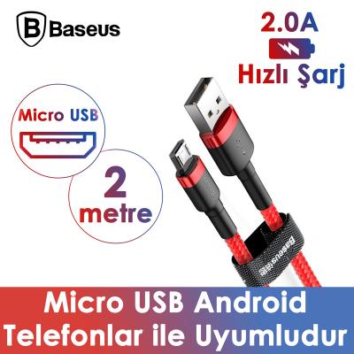 Baseus Cafule Micro Usb 3 Metre 2.0A Halat USB Hızlı Şarj Kablosu