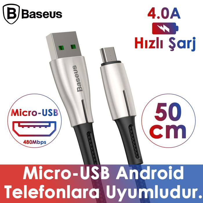 en ucuz baseus waterdrop mikro usb 4a