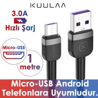 KUULAA Mikro USB 3A Şarj Android Usb Hızlı Şarj Kablosu (1 Metre)