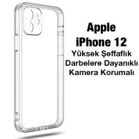 Ally Space iPhone 12 Kamera Koruma Premium Silikon Şeffaf Kılıf