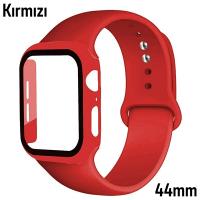 Apple Watch 4-5-6 44mm Silikon Kordon Kayış Ekran Koruyucu Kılıf