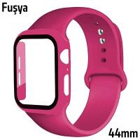 Apple Watch 4-5-6 44mm Silikon Kordon Kayış Ekran Koruyucu Kılıf