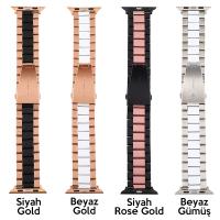 Apple Watch 6-SE-5-4 44mm/3-2-1 42mm Paslanmaz Çelik Kayış Kordon Seramik
