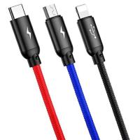 Baseus 3in1 Type-C+iPhone+Micro Usb Çoklu Başlık Usb Kablo (30cm)