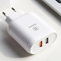 Baseus Bojure Series Dual-USB QC3.0 18W Hızlı Şarj Aleti Başlık