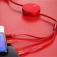 Baseus Fabric Makaralı 3in1 Type-C+iPhone+Mikro Usb Şarj Kablosu