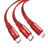 Baseus Fabric Makaralı 3in1 Type-C+iPhone+Mikro Usb Şarj Kablosu