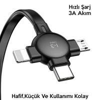 Baseus Little Octopus 3in1 iPhone+Type-C+Mikro Data Şarj Kablosu