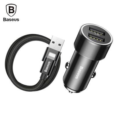 Baseus Small Screw 3.4A Çift USB Hızlı Araç Şarjı iPhone Kablo Seti