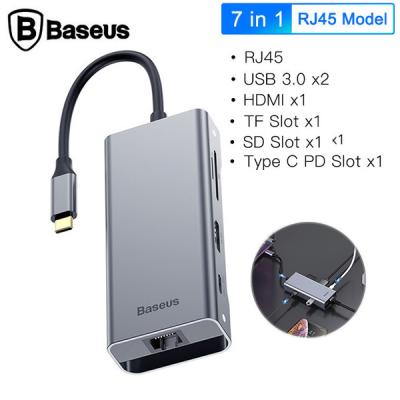 Baseus Square Desk Type-C Multi-Functional Hub Usb 3.0*2 RJ45