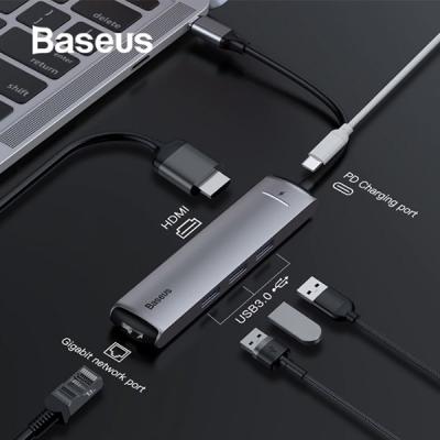 Baseus USB Type-C 6in1 HDMI 3x USB 3.0 RJ45 Çoğaltıcı Adaptör