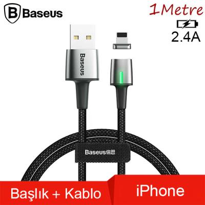 Baseus Zinc Magnetic USB Şarj Kablosu iPhone 11-7-8-X-XR 2.4A 1mt