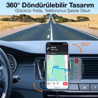 CW16 Torpido Üstü Araç İçi Telefon Tutucu ve Kablosuz Şarj Aleti