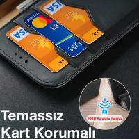 Dux Ducis iPhone 13 Pro Mıknatıslı Cüzdanlı Deri Kılıf Hivo Series