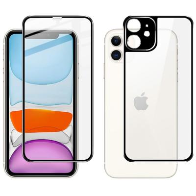 iPhone 11 (6.1) Metal Çerçeve Ön/Arka 3D Cam Ekran Koruyucu Full Tempered