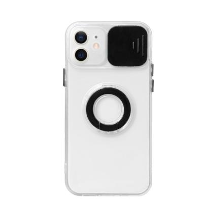 iPhone 12 Sürgülü Kamera Lens Koruma Yüzük Standlı Silikon Kılıf
