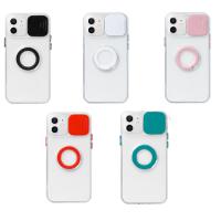 iPhone 12 Sürgülü Kamera Lens Koruma Yüzük Standlı Silikon Kılıf