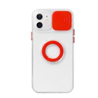 iPhone 12 Sürgülü Kamera Lens Koruma Yüzük Standlı Silikon Kılıf