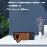 iPhone 13-12 için Standlı MagSafe Kartlık Deri Cüzdan Kılıf