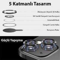 iPhone 13 Mini 3D Metal Çerçeveli Kamera Lens Koruyucu